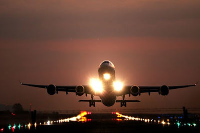 Airplane taking off from runway